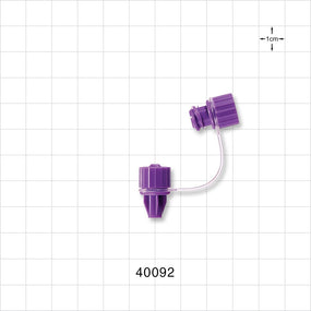 Male ENFit Connector with Cap on Strap, Purple - Fits 12 FR OD Tubing (0.157 inch, 3.99 mm) - 40092