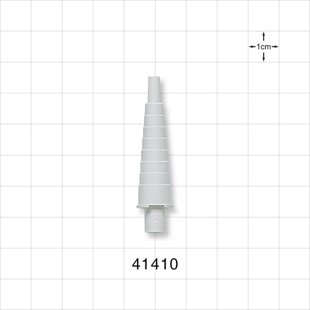 Straight Connector, Tubing Port, Stepped, Male Luer Slip, Natural - 0.161 inch ID/0.256 inch OD x 0.24 inch - 0.417 inch OD (4.1 mm/6.5 mm x 6.1 mm - 10.6 mm) - 41410