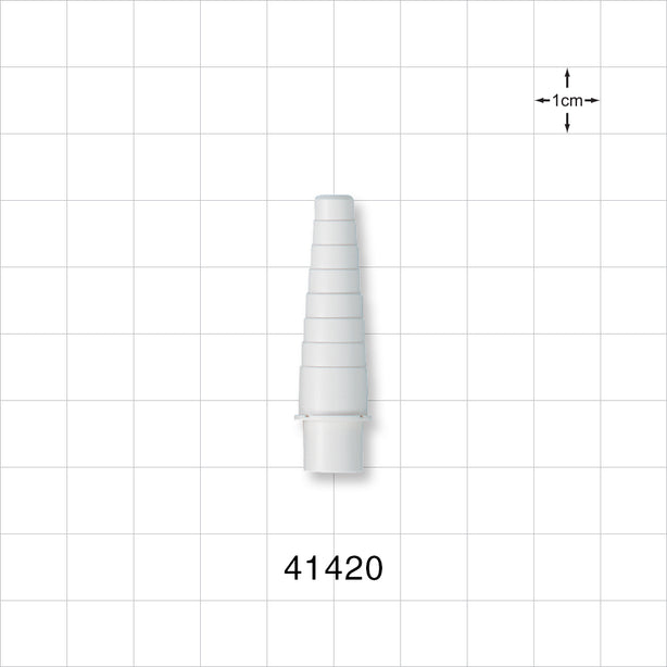 Straight Connector, Tubing Port, Stepped, Natural - 0.256 inch ID/0.354 inch OD x 0.24 inch - 0.406 inch OD (6.5 mm/9 mm x 6.1 mm - 10.3 mm) - 41420
