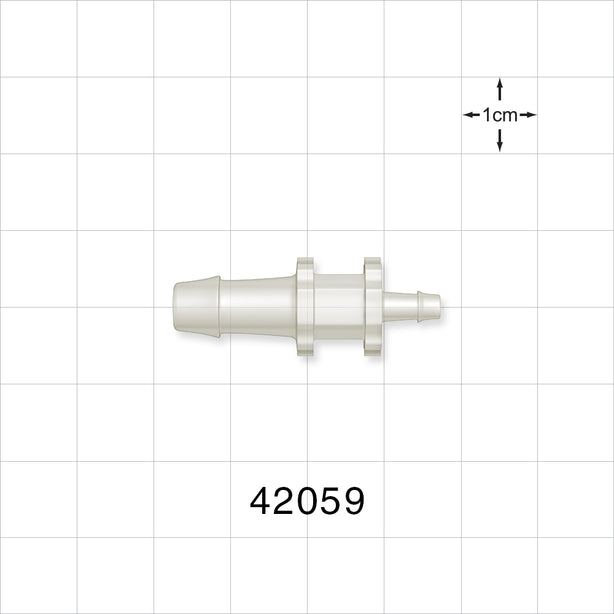 Straight Connector, Reducer, Barbed, Natural - Fits 1/4 inch x 1/8 inch ID Tubing (0.25 inch x 0.125 inch, 6.35 mm x 3.18 mm) - 42059