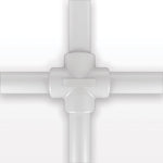 Molded Cross Component, Liveo™ Pharma-50 Tubing - All Sides: 50A Durometer; 3/8 inch ID x 5/8 inch OD (0.375 inch x 0.625 inch, 9.53 mm x 15.88 mm) x 18 inch length (457.2 mm) - 42063