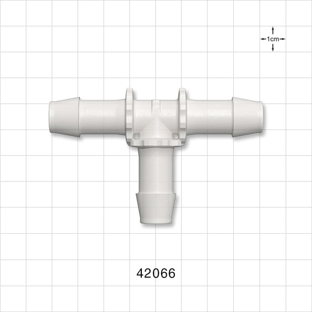T Connector, Barbed, Natural - Fits 1/2 inch ID Tubing (0.5 inch, 12.7 mm) - 42066