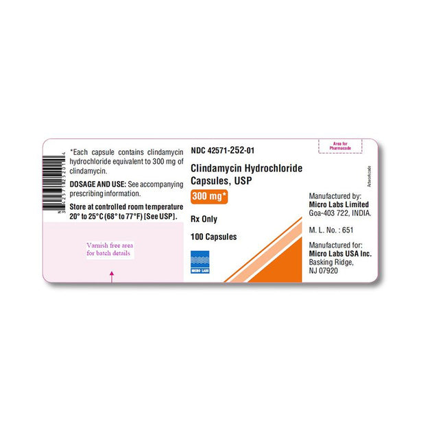 MICRO LABS LIMITED Clindamycin Phosphate Caplets 42571-0252-01 - MDL-42571-252-01