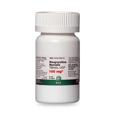 Epic Pharma Oral 42806-0312-50 Doxycycline Hyclate 100 mg Tablet, 50 per Bottle - MDL-42806-312-50 - 1 Bottle