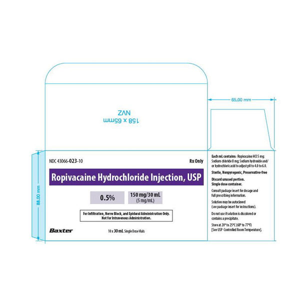 BAXTER HEALTHCARE Ropivacaine HCL Injections 43066-0023-10 10 Each - MDL-43066-023-10