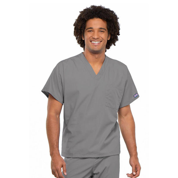 Cherokee Unisex V-Neck Scrub Top, Gray, Size XL, Uniforms One Pocket - 724841279554 - 1 Each