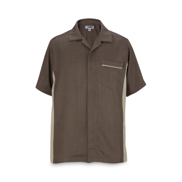 Edwards Garment Co Premier Polyester Men's Service Shirt with Zip Front, Chestnut, Size S - 4890CHESS