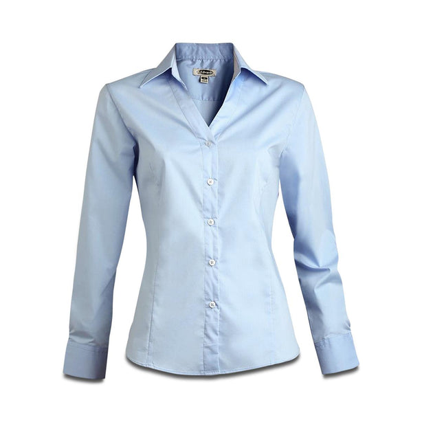 Edwards Garment Co 3/4 Length Women's Tailored Full-Placket Stretch Shirt with 3/4-Length Sleeves, Blue, Size XS - 5034BLXS