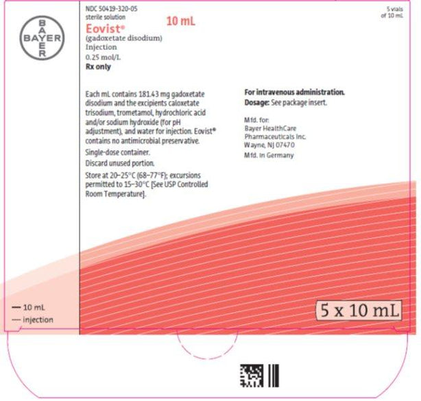 Bayer Healthcare Eovist MRI Imagining Injection 50419-0320-15 - 5.0 Each