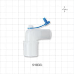 Elbow Connector, Female Luer Lock Port w/Plug - 15 mm OD x 22 mm OD/15 mm ID - 51033