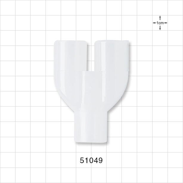 Y Connector, Parallel, Tubing Ports, Natural - 22mm OD; 22mm OD; 22mm OD/15mm ID - 51049
