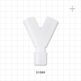 Y Connector, Tubing Ports, Natural - 22 mm OD; 22 mm OD; 22 mm OD/15 mm ID - 51089