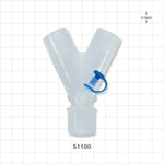 Y Connector, Tubing Ports, Side Port w/ Plug, Natural - 22 mm OD; 22 mm OD; 22 mm OD/15 mm ID - 51100