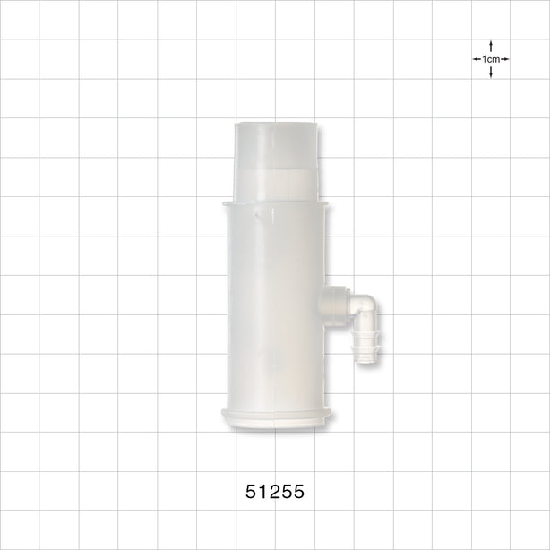 Straight Connector, Tubing Port, Barbed Side Port, Natural - 22 mm OD/15 mm ID x 6 mm ID Side Port - 51255