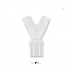 Y Connector, Tubing Ports, Natural - 15mm OD x 15mm OD; 22mm OD/15mm ID - 51298