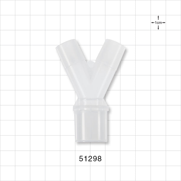 Y Connector, Tubing Ports, Natural - 15mm OD x 15mm OD; 22mm OD/15mm ID - 51298