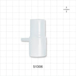 Straight Connector, Tubing port, Tubing Port Side Port, White - 22 mm ID x 15 mm ID/22mm OD x 4.5 mm OD Side Port - 51306