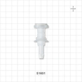 Sanitary Flange, Barbed, Natural, Pre-Attached Gasket - 0.5 inch/0.75 inch Mini; Fits 1/4 inch ID Tubing (0.25 inch, 6.35 mm) - 51601