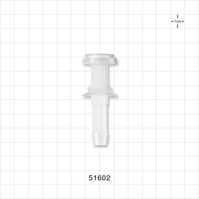 Sanitary Flange, Barbed, Natural, Pre-Attached Gasket - 0.5 inch/0.75 inch Mini; Fits 3/8 inch ID Tubing (0.375 inch, 9.53 mm) - 51602