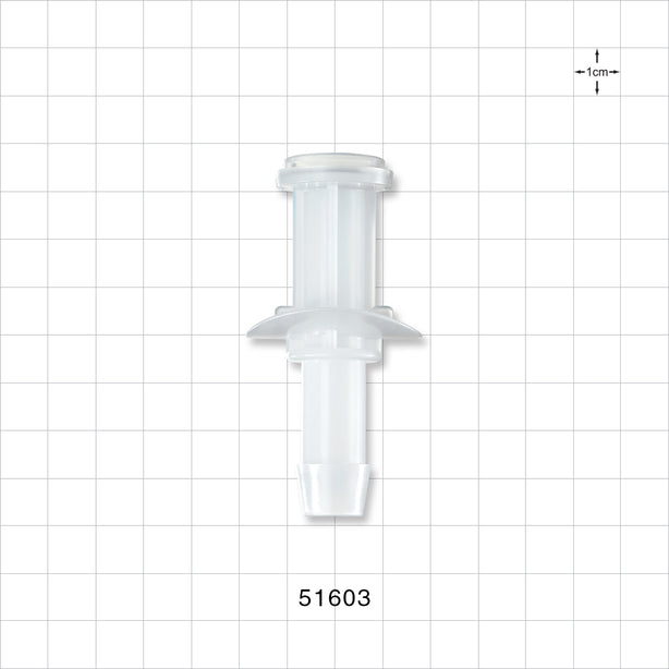 Sanitary Flange, Barbed, Natural, Pre-Attached Gasket - 0.5 inch/0.75 inch Mini; Fits 1/2 inch ID Tubing (0.5 inch, 12.7 mm) - 51603