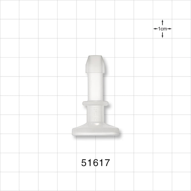 Sanitary Flange, Barbed, Natural - 0.5 inch/0.75 inch Mini; Fits 1/4 inch ID Tubing (0.25 inch, 6.35 mm) - 51617