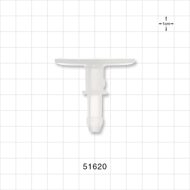 Sanitary Flange, Barbed, Natural - 1 inch/1.5 inch Standard; Fits 1/4 inch ID Tubing (0.25 inch, 6.35 mm) - 51620