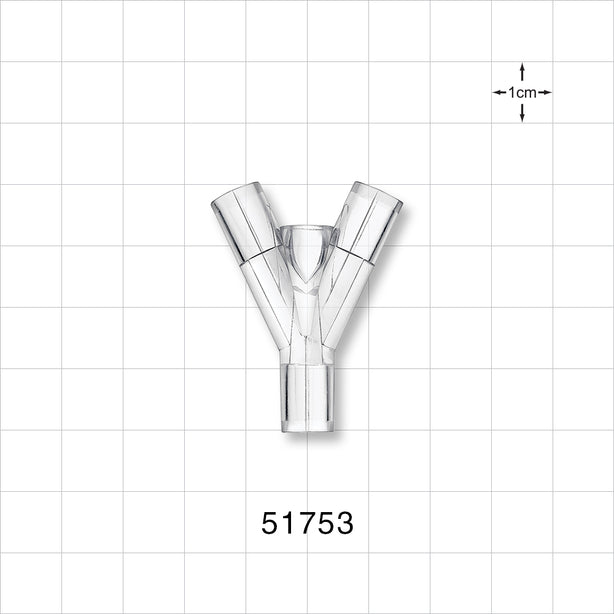 Y Connector, Tubing Ports, Natural - 0.268 inch ID (6.8 mm) - 51753