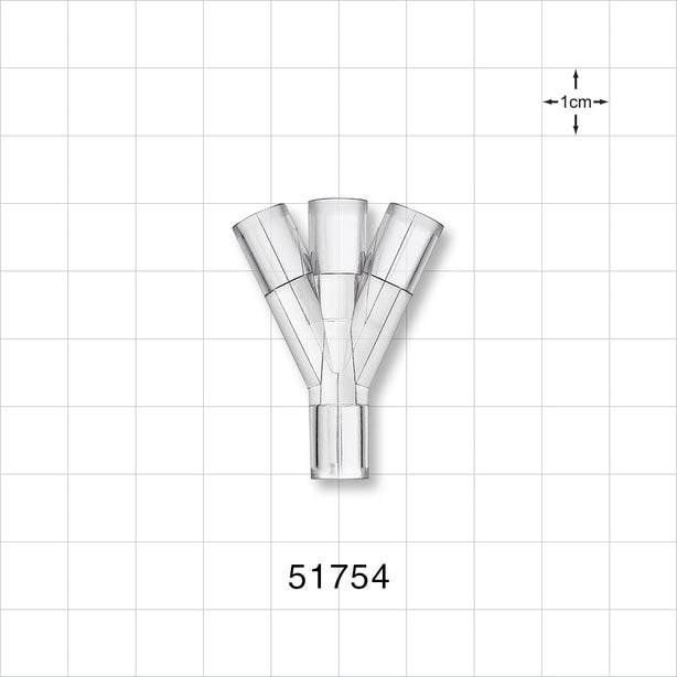 Y Connector, 4-Way, Tubing Ports, Natural - 0.268 inch ID (6.8 mm) - 51754