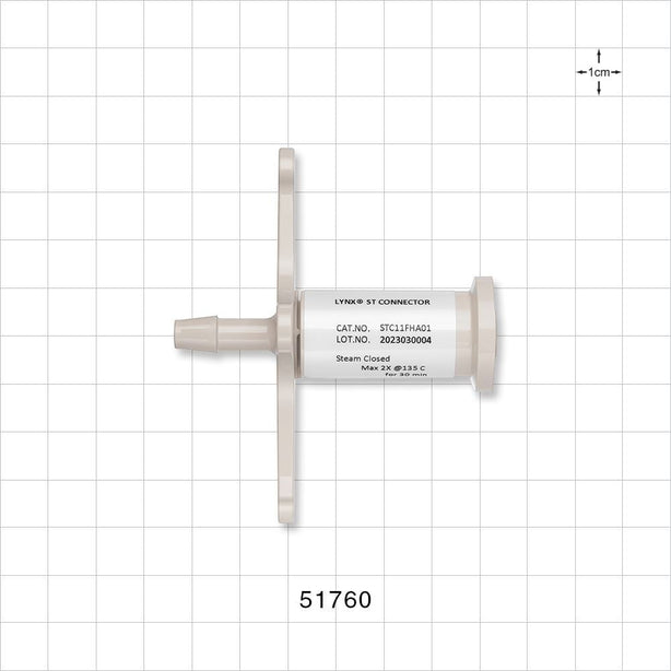 Lynx ST Connector, Barbed - 0.5 inch/0.75 inch Mini x Fits 1/4 inch ID Tubing (0.25 inch, 6.35 mm) - 51760