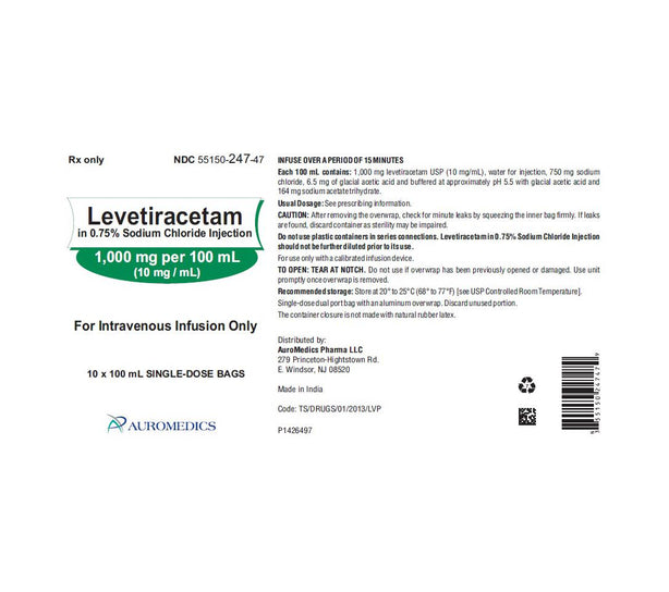 Auromedics Levetiracetam Injection 55150-0247-47 - 10.0 Each - MDL-55150-247-47