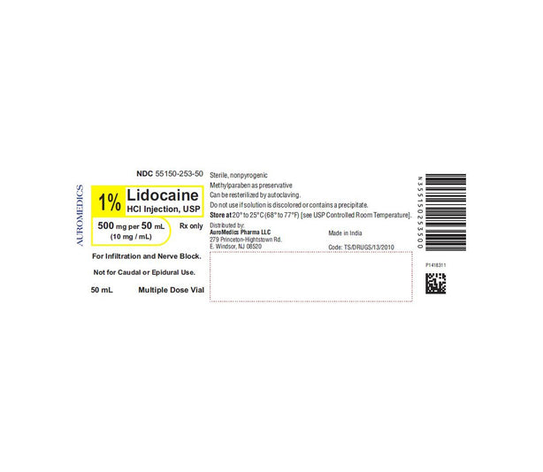 Auromedics Lidocaine Hydrochloride Injection 55150-0253-50 - 25.0 Each - MDL-55150-253-50