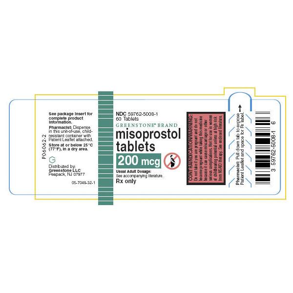 Greenstone LLC Misoprostol Oral 59762-5008-01 - 1.0 Each - MDL-59762-5008-1