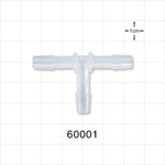 T Connector, Barbed, Natural - Fits 1/4 inch ID Tubing (0.25 inch, 6.35 mm) - 60001