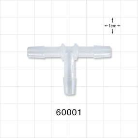 T Connector, Barbed, Natural - Fits 1/4 inch ID Tubing (0.25 inch, 6.35 mm) - 60001