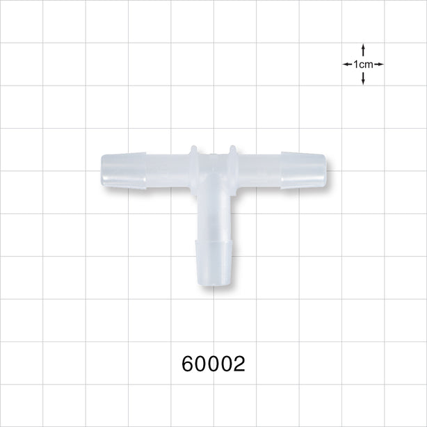 T Connector, Barbed, Natural - Fits 5/16 inch ID Tubing (0.313 inch, 7.94 mm) - 60002