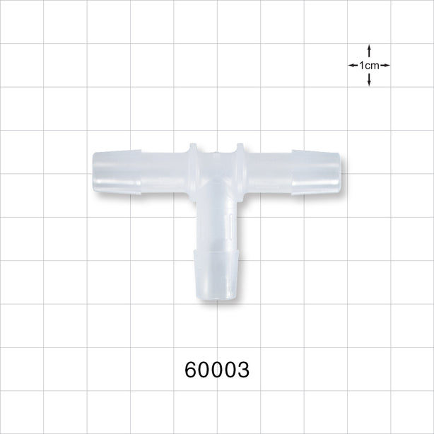 T Connector, Barbed, Natural - Fits 3/8 inch ID Tubing (0.375 inch, 9.53 mm) - 60003