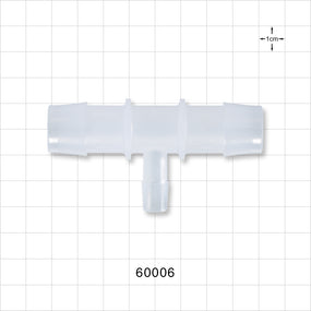 T Connector, Reducer, Barbed, Natural - Fits 3/4 inch ID Tubing (0.75 inch, 19.05 mm); Fits 3/8 inch ID Tubing (0.375 inch, 9.53 mm) - 60006