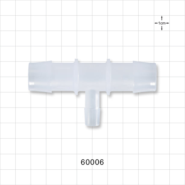 T Connector, Reducer, Barbed, Natural - Fits 3/4 inch ID Tubing (0.75 inch, 19.05 mm); Fits 3/8 inch ID Tubing (0.375 inch, 9.53 mm) - 60006