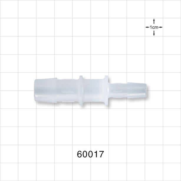 Straight Connector, Reducer, Barbed, Natural - Fits 1/2 inch x 5/16 inch ID Tubing (0.5 inch x 0.313 inch, 12.7 mm x 7.94 mm) - 60017