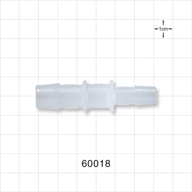 Straight Connector, Reducer, Barbed, Natural - Fits 1/2 inch x 3/8 inch ID Tubing (0.5 inch x 0.375 inch, 12.7 mm x 9.53 mm) - 60018