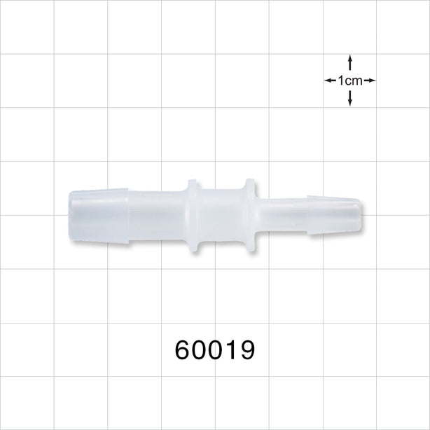 Straight Connector, Reducer, Barbed, Natural - Fits 3/8 inch x 1/4 inch ID Tubing (0.375 inch x 0.25 inch, 9.53 mm x 6.35 mm) - 60019