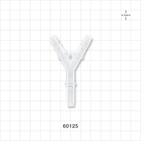 Y Connector, Barbed, Clear - Fits 1/4 inch ID Tubing (0.25 inch, 6.35 mm) - 60125
