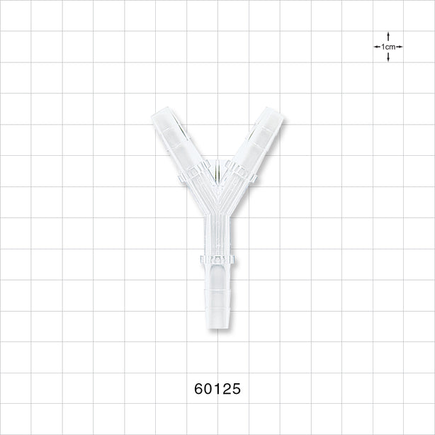 Y Connector, Barbed, Clear - Fits 1/4 inch ID Tubing (0.25 inch, 6.35 mm) - 60125