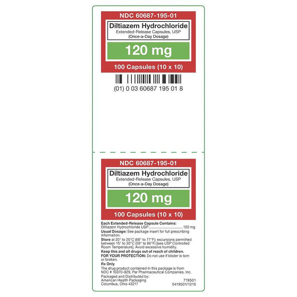 American Packaging Oral Diltiazem Hcl 120 mg Extended Release Capsule, 100 per Box - 60687-0195-01 - 1 Box