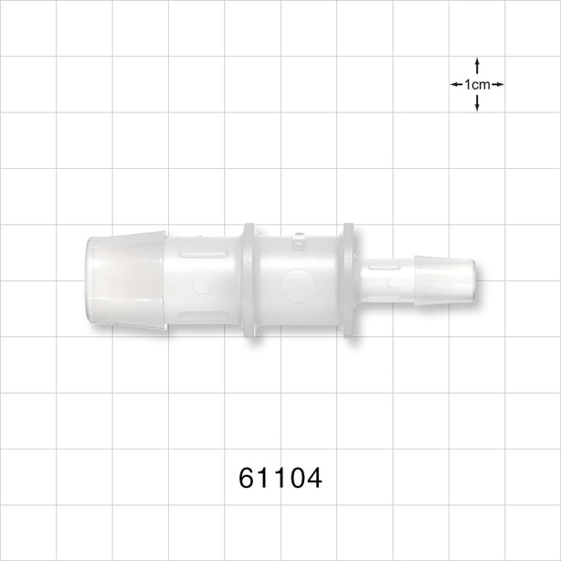 Straight Connector, Reducer, Barbed, Natural - Fits 5/8 inch x 5/16 inch ID Tubing (0.625 inch x 0.313 inch, 15.88 mm x 7.94 mm) - 61104