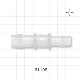 Straight Connector, Reducer, Barbed, Natural - Fits 5/8 inch x 1/2 inch ID Tubing (0.625 inch x 0.5 inch, 15.88 mm x 12.7 mm) - 61106