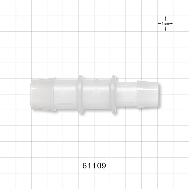 Straight Connector, Reducer, Barbed, Natural - Fits 3/4 inch x 5/8 inch ID Tubing (0.75 inch x 0.625 inch, 19.05 mm x 15.88 mm) - 61109