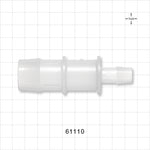 Straight Connector, Reducer, Barbed, Natural - Fits 1 inch x 1/2 inch ID Tubing (1 inch x 0.5 inch, 25.4 mm x 12.7 mm) - 61110
