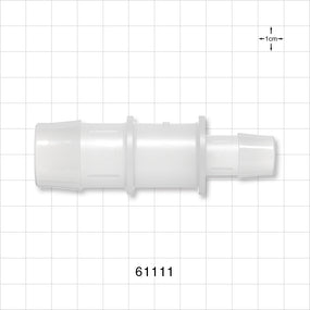 Straight Connector, Reducer, Barbed, Natural - Fits 1 inch x 5/8 inch ID Tubing (1 inch x 0.625 inch, 25.4 mm x 15.88 mm) - 61111