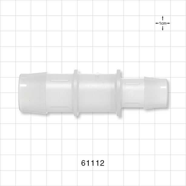 Straight Connector, Reducer, Barbed, Natural - Fits 1 inch x 3/4 inch ID Tubing (1 inch x 0.75 inch, 25.4 mm x 19.05 mm) - 61112